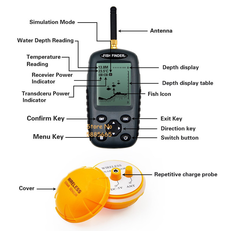 Intelligenter tragbarer 50M Ti – Fishing Boat Depth Finder Bewertung und Preis